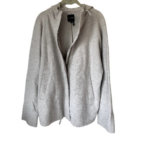Nic+Zoe Zip & Snap Up Hooded Drawstring Oversized Coat Speckled Gray Size Small - Picture 2 of 10